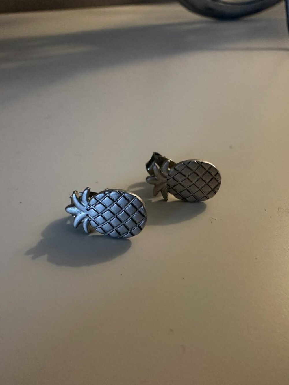 Pineapple Stud Earrings Jewelry - Silver